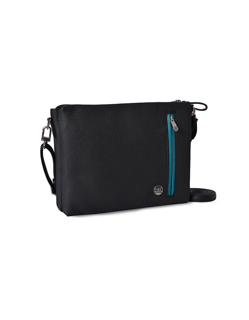 Jeather Black Oversize Satchel Sling Bag