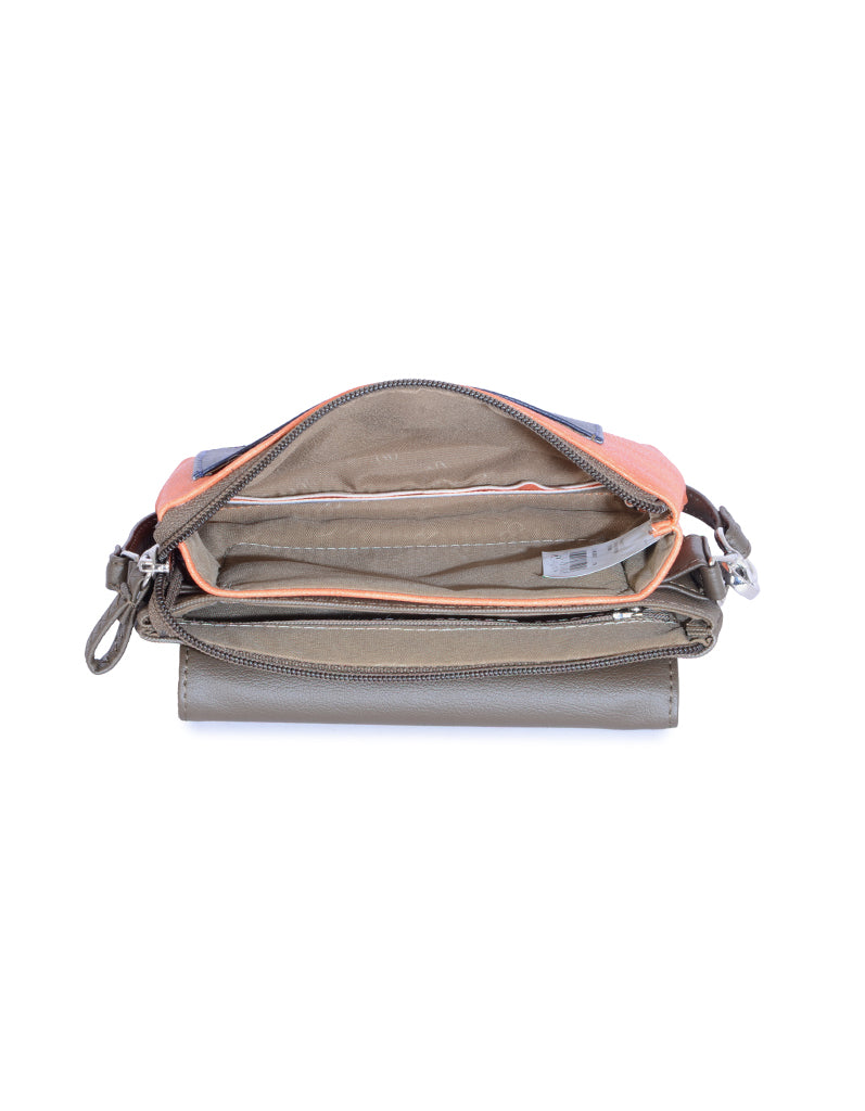 Kaira Brown Large Baguette Sling Bag