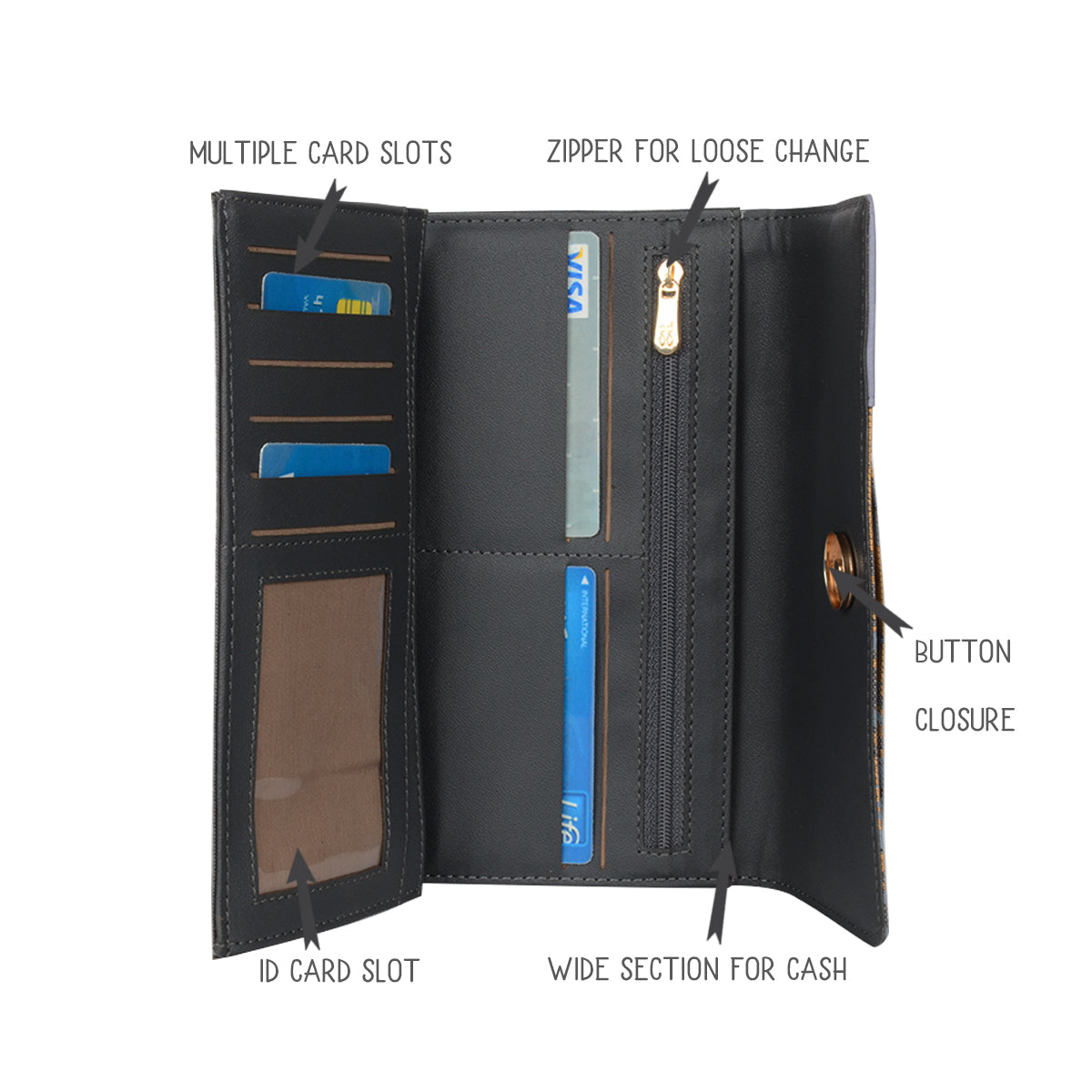 Lyrics Beige Large Three Fold Wallet