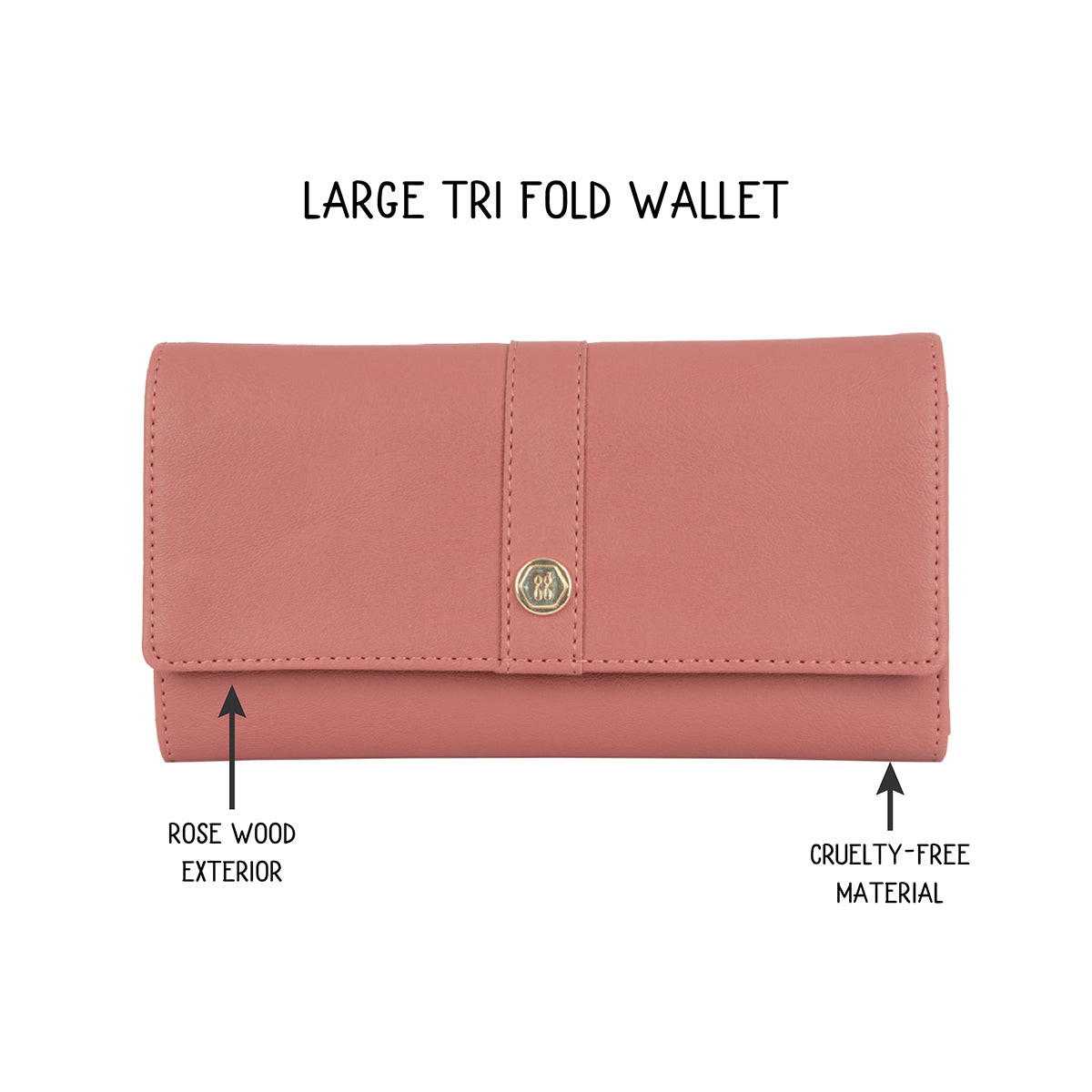 Market Rose Wood Large Three Fold Wallet