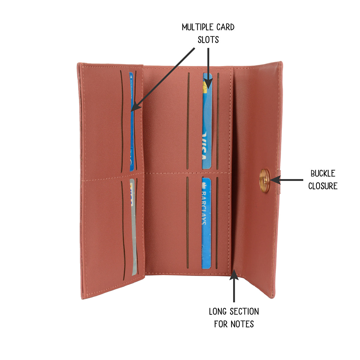 Market Rose Wood Large Three Fold Wallet