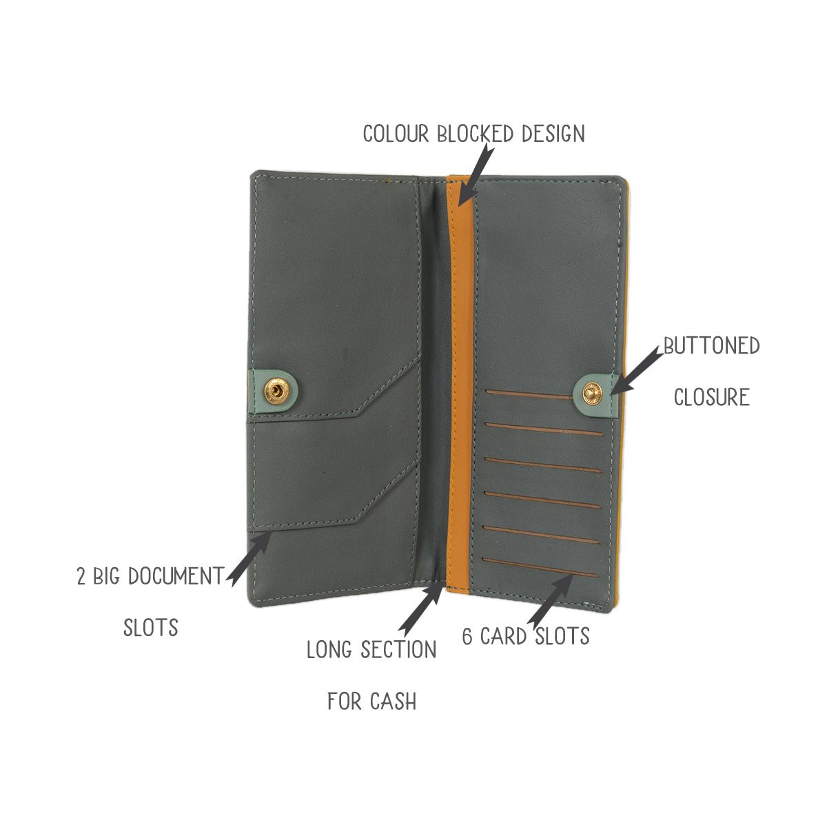 Misty Blue Large Two Fold Wallet