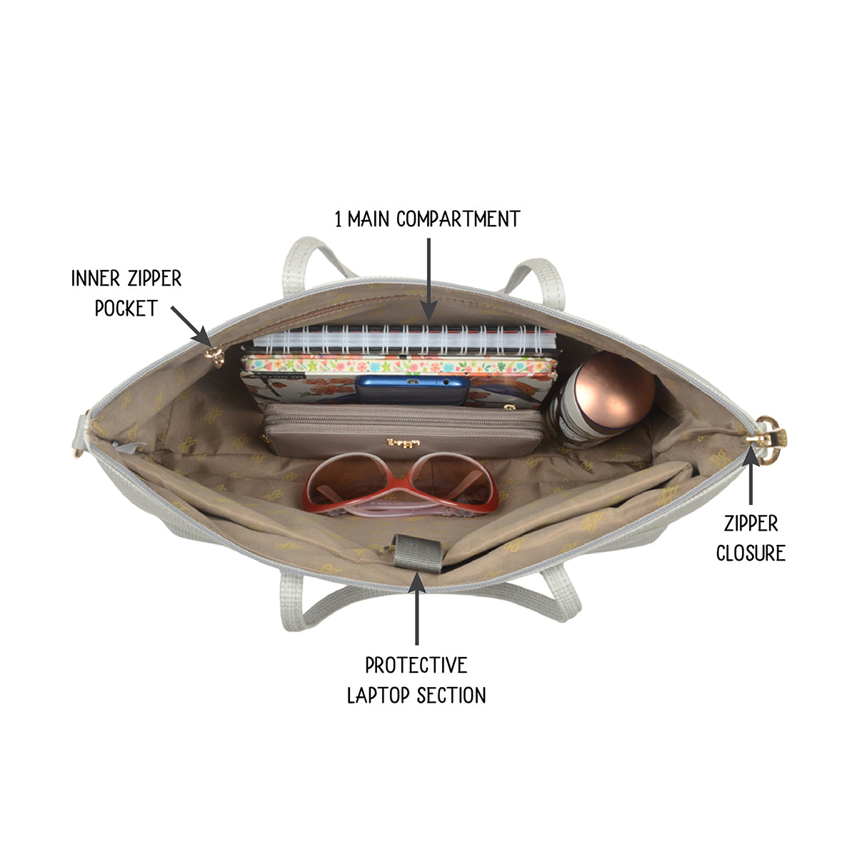 Ayko Grey Large Laptop Tote Bags
