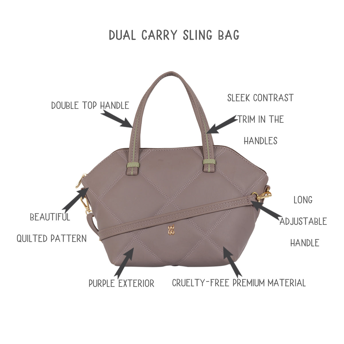 Basil Purple Medium Shoulder Bag