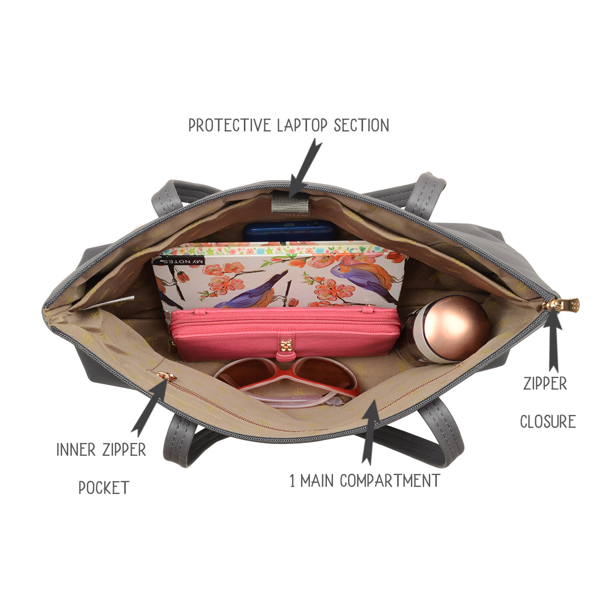 Bip Grey Large Laptop Laptop Bag
