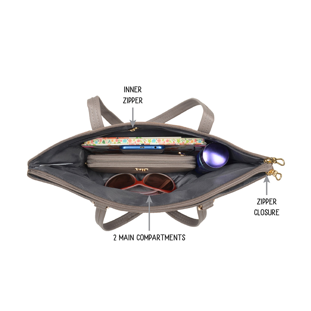 Bkinga Beige Medium Tote Bags