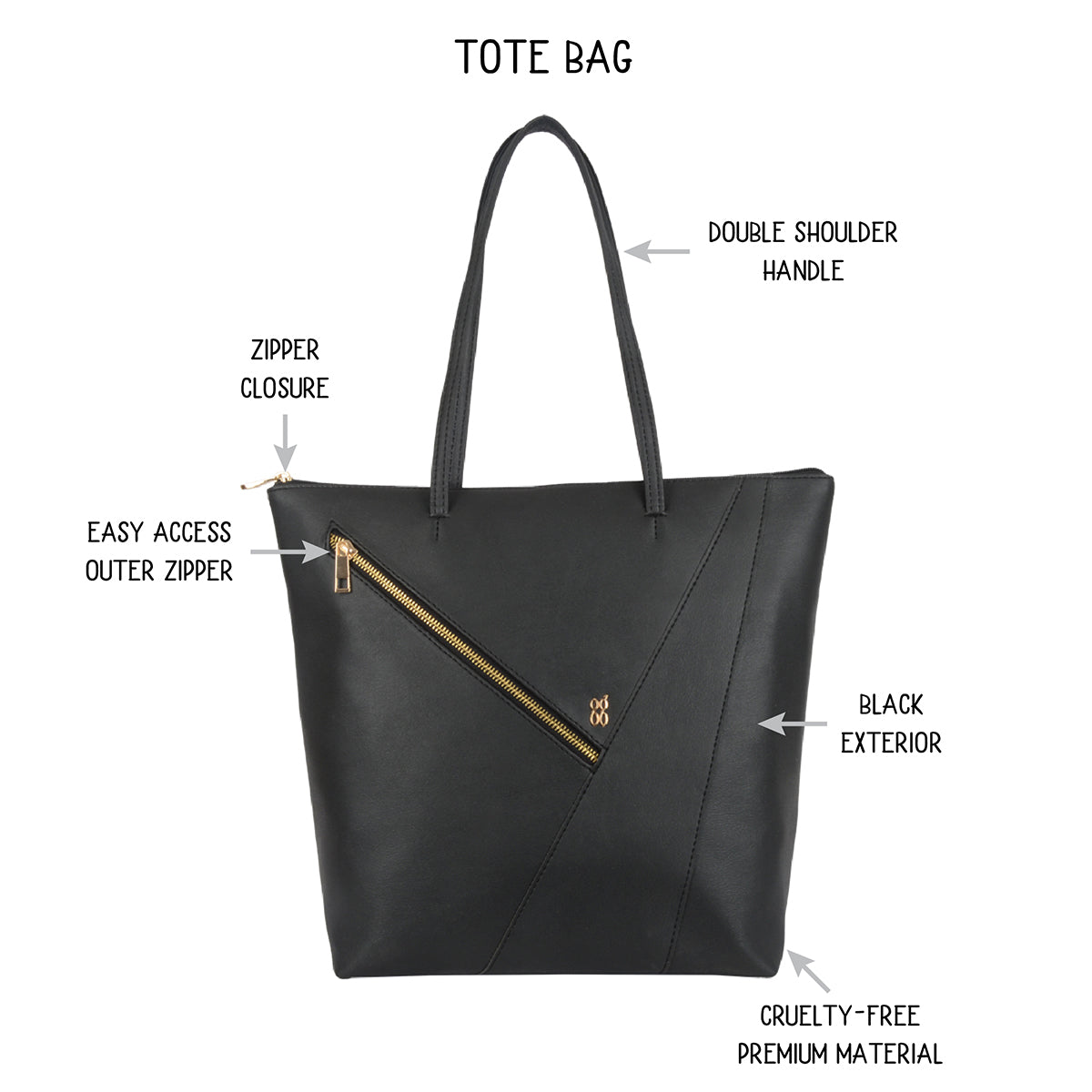 Claise Black Large Tote Bags