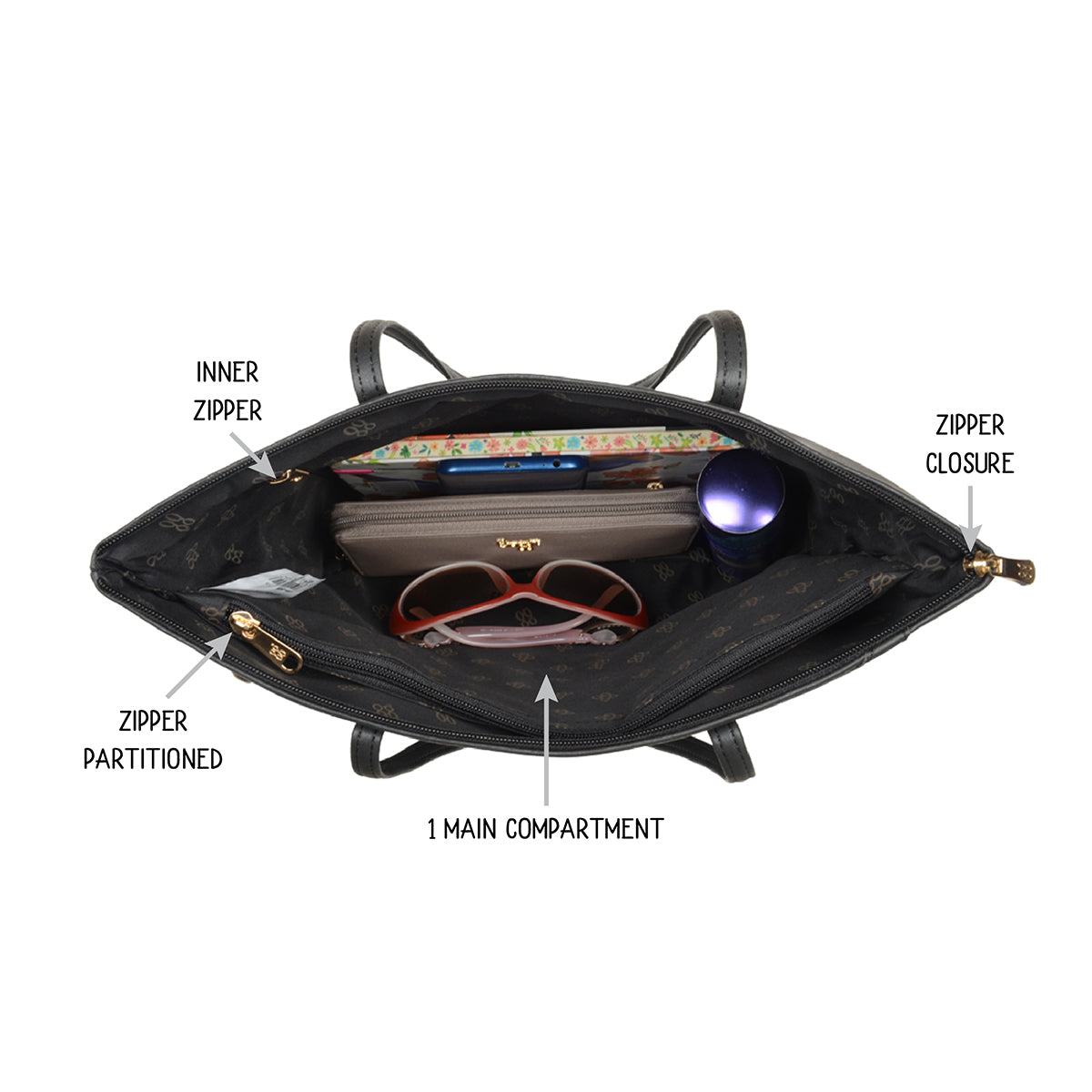 Claise Black Large Tote Bags