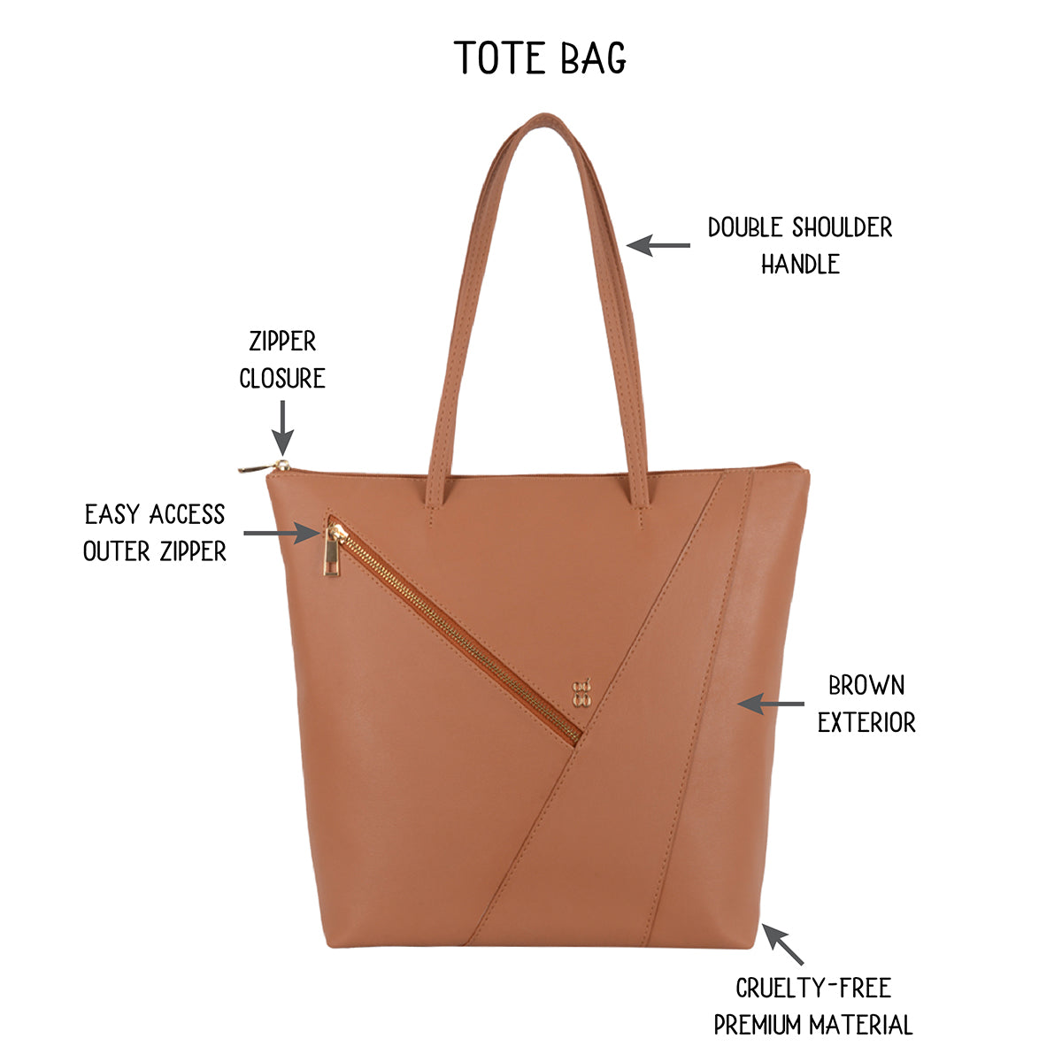 Claise Brown Large Tote Bags