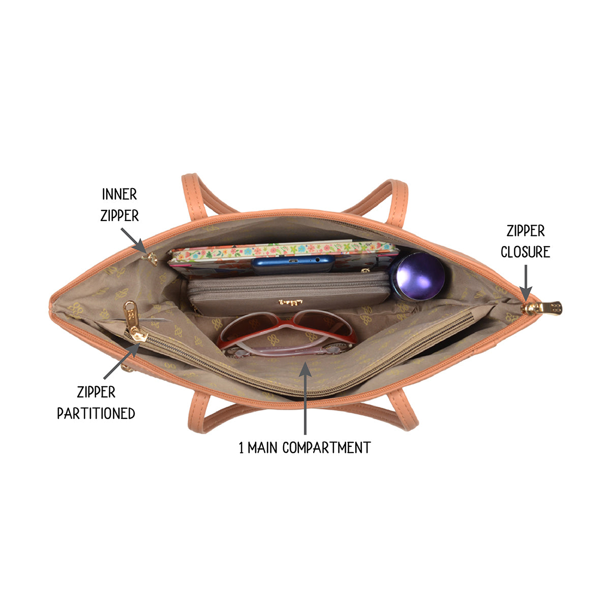 Claise Brown Large Tote Bags