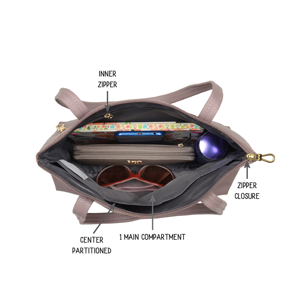 Jozu Purple Medium Tote Bags-1