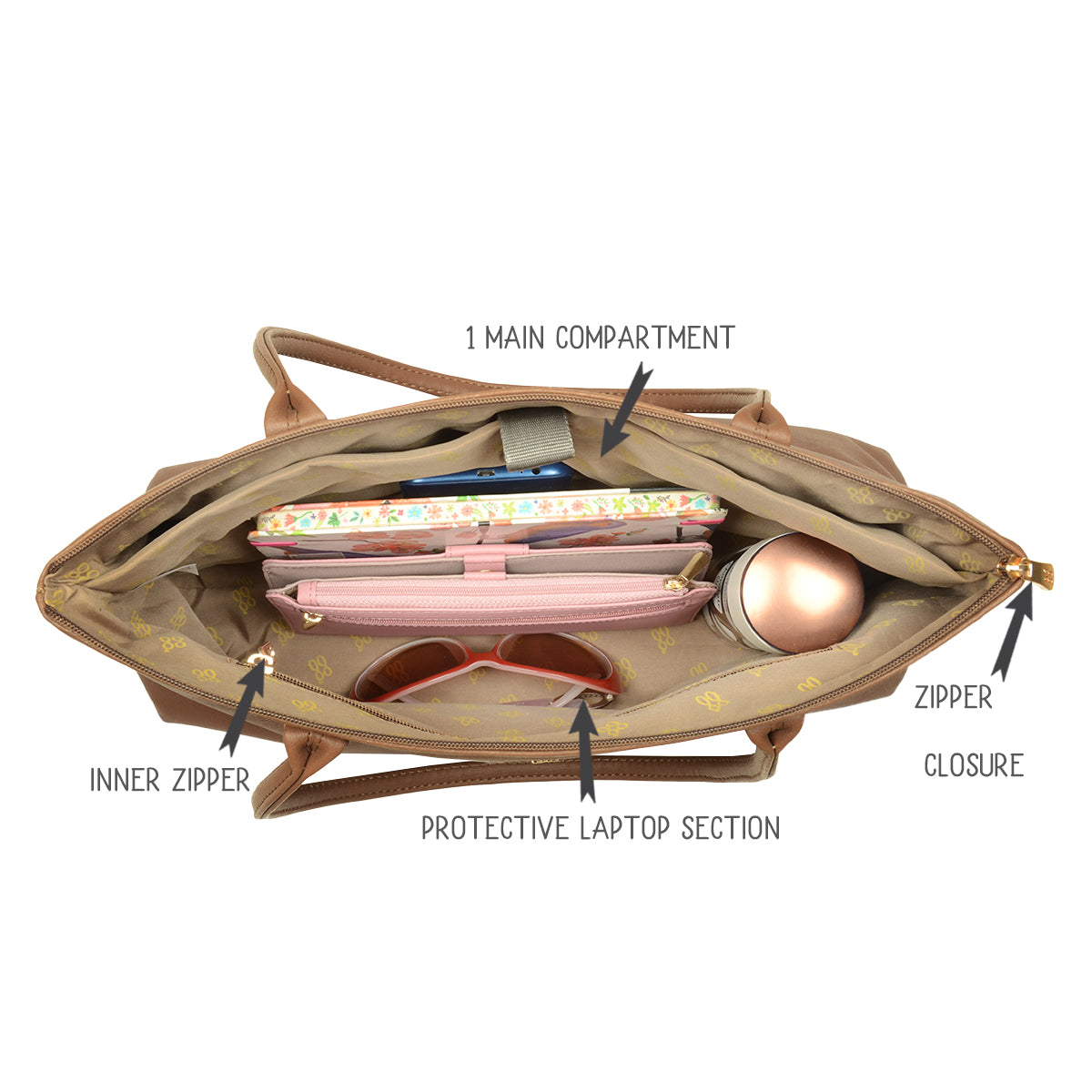 Kap Brown Large Laptop Tote Bags