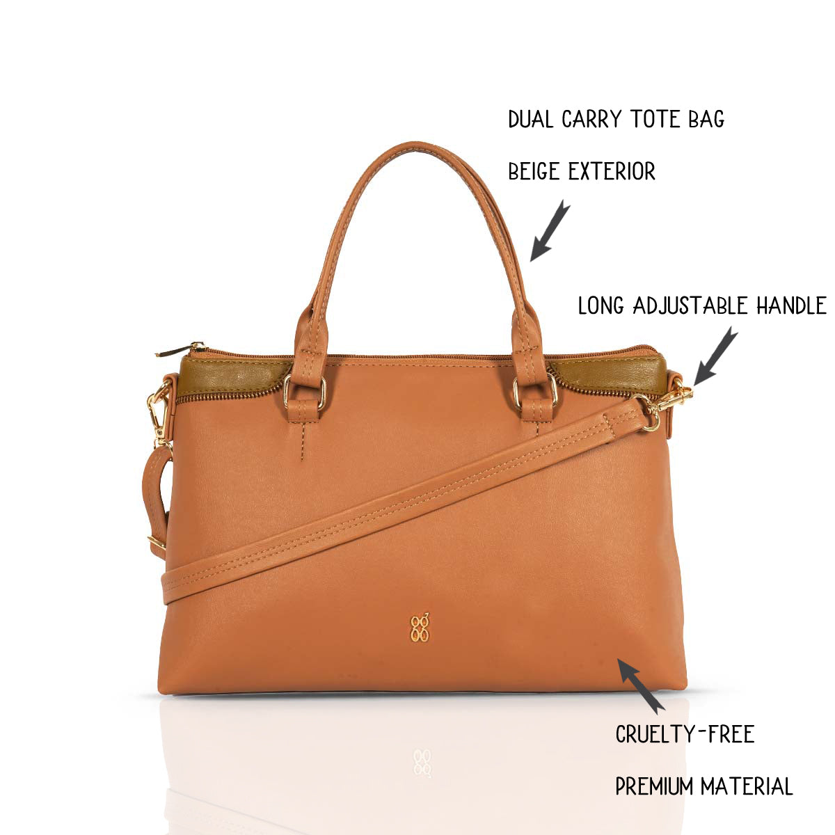 Lany Beige Medium Tote Bag