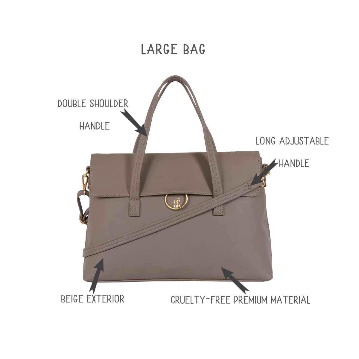 Layla Beige Medium Satchel Bags