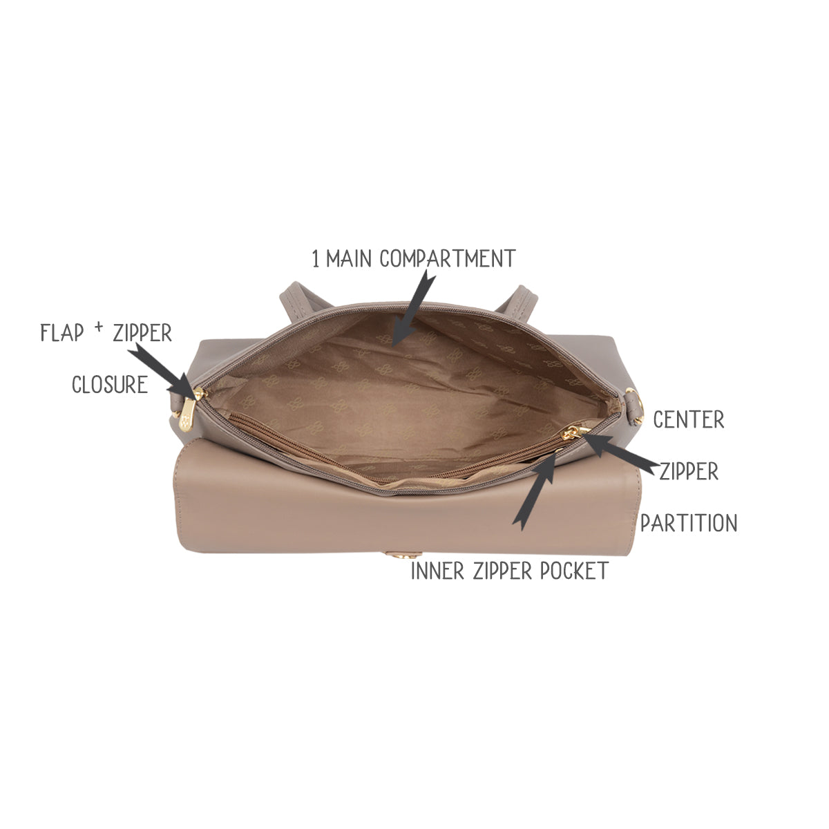 Layla Beige Medium Satchel Bags