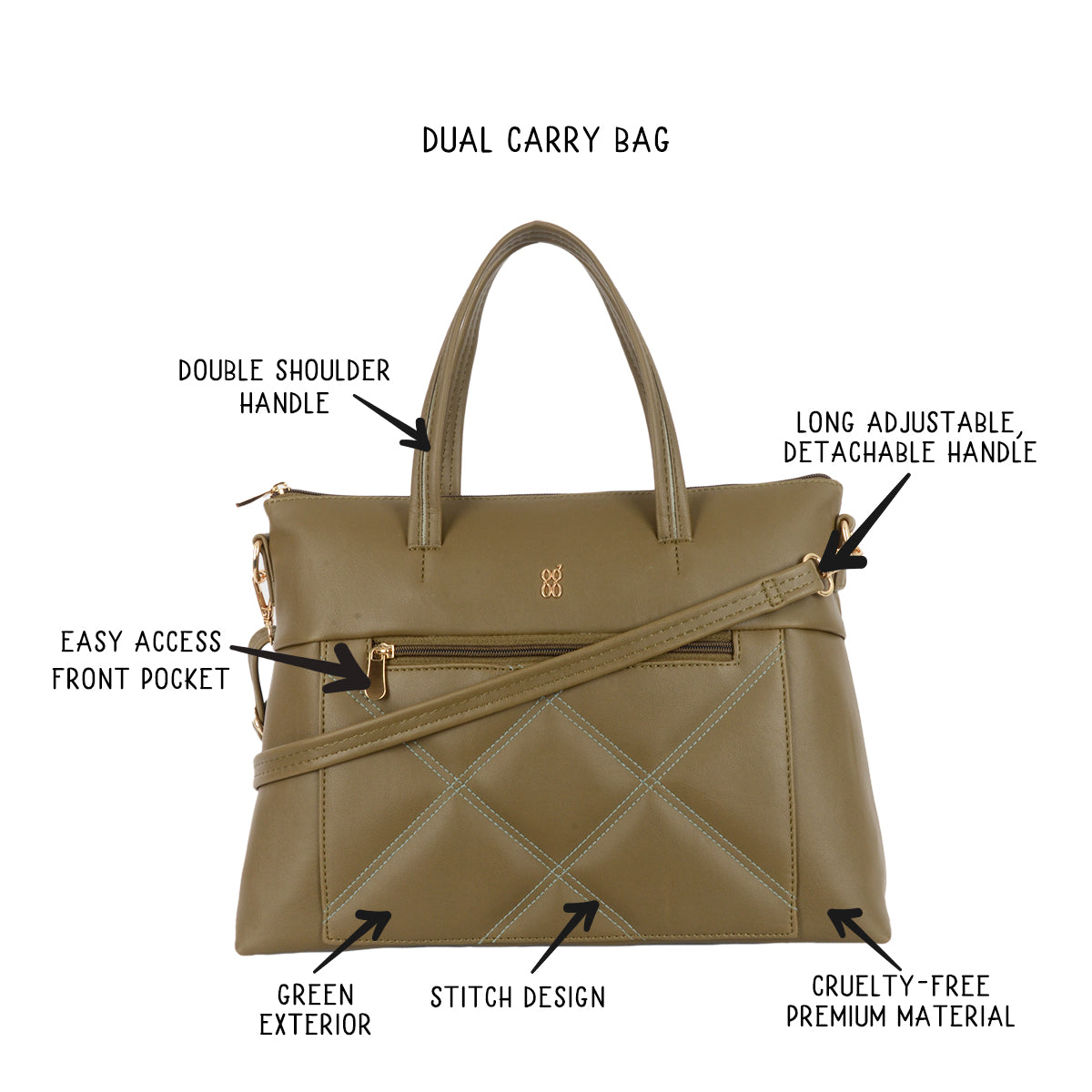 Menna Green Large SATCHEL Handbag