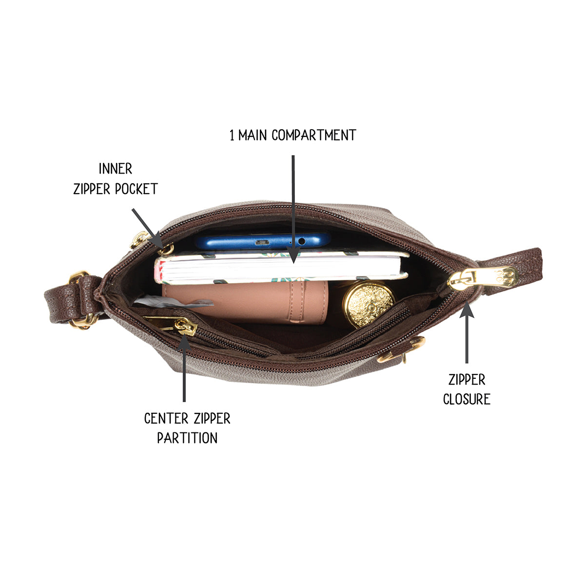 Menox 3T5 Brown Small Hobo Bags