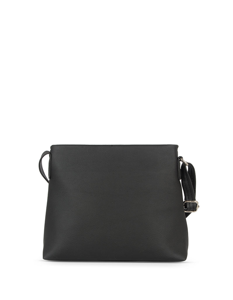 Stripy Black Small Satchel Bag