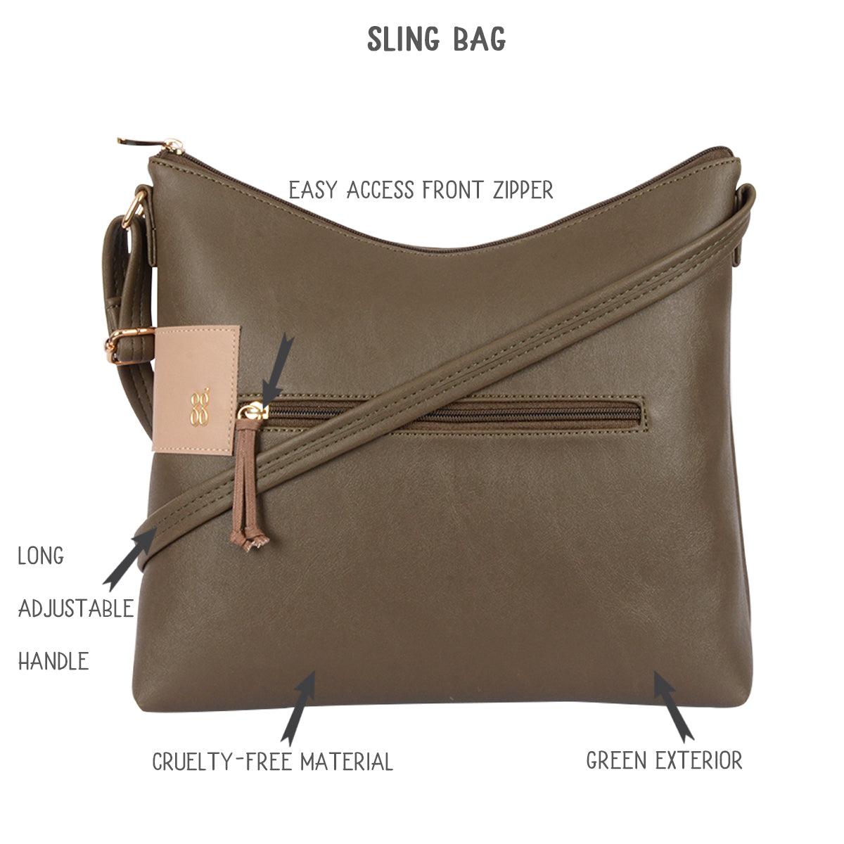 Tatoo Green Medium Hobo Sling Bag