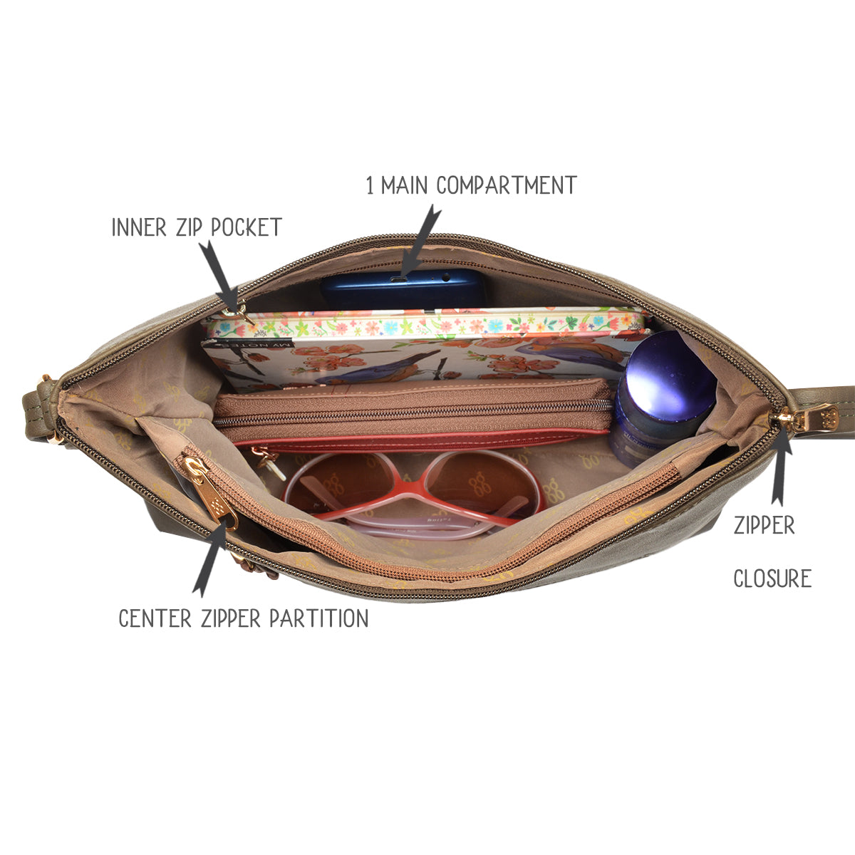 Tatoo Green Medium Hobo Sling Bag