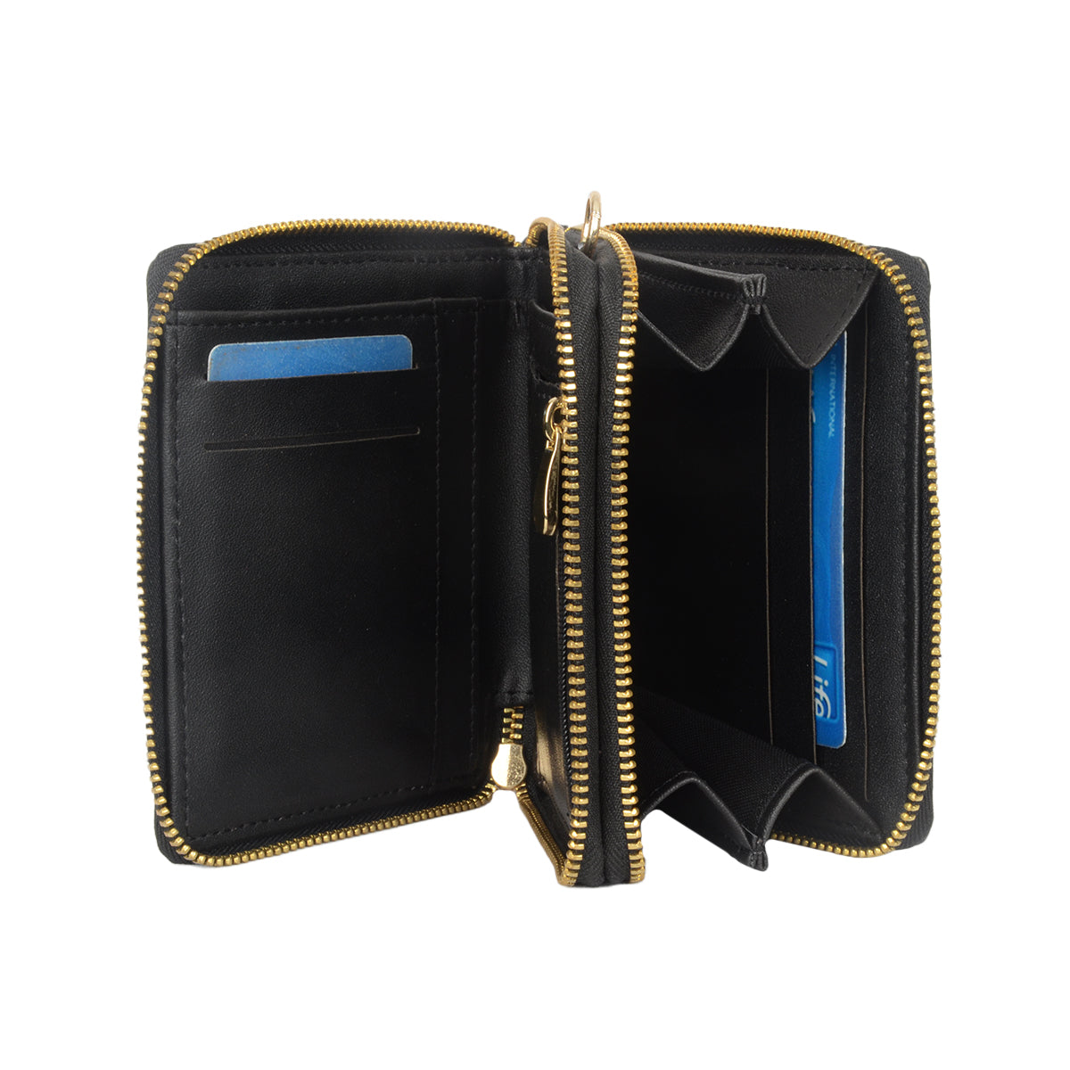 Albany Black Small Ziparound wallet