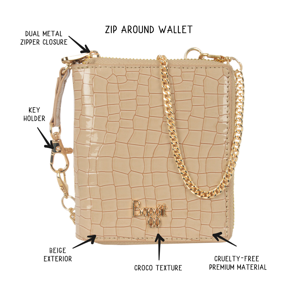 Albany Beige Small Ziparound wallets