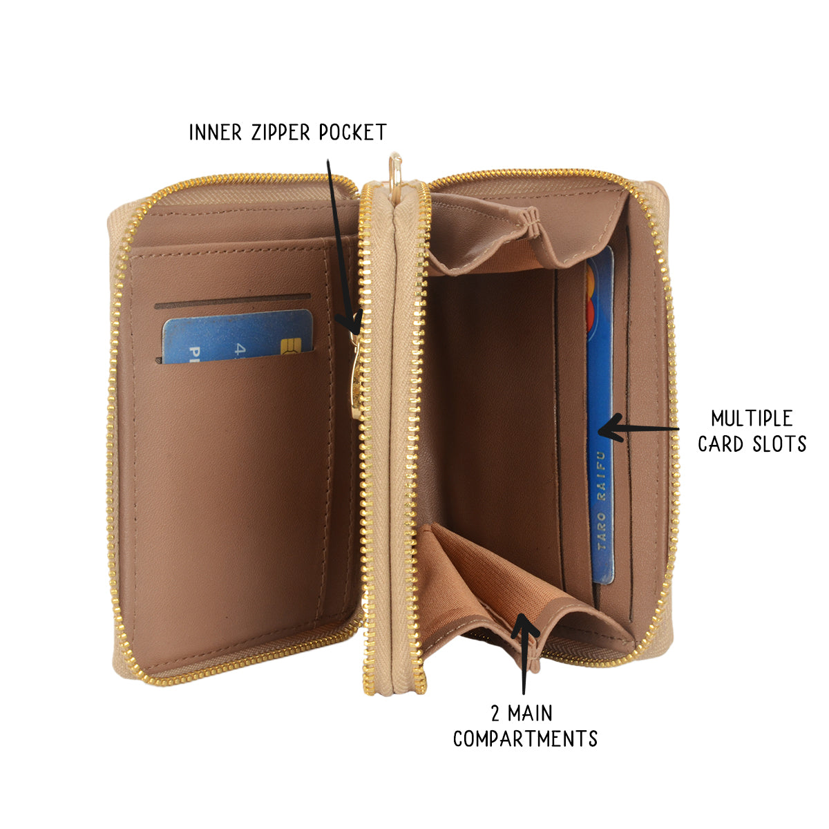 Albany Beige Small Ziparound wallets