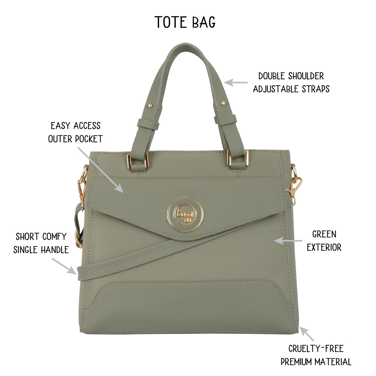 Ginnie Green Medium Tote Bags