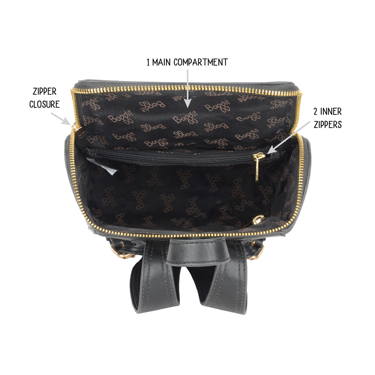 Linger Black Small Backpack Bags