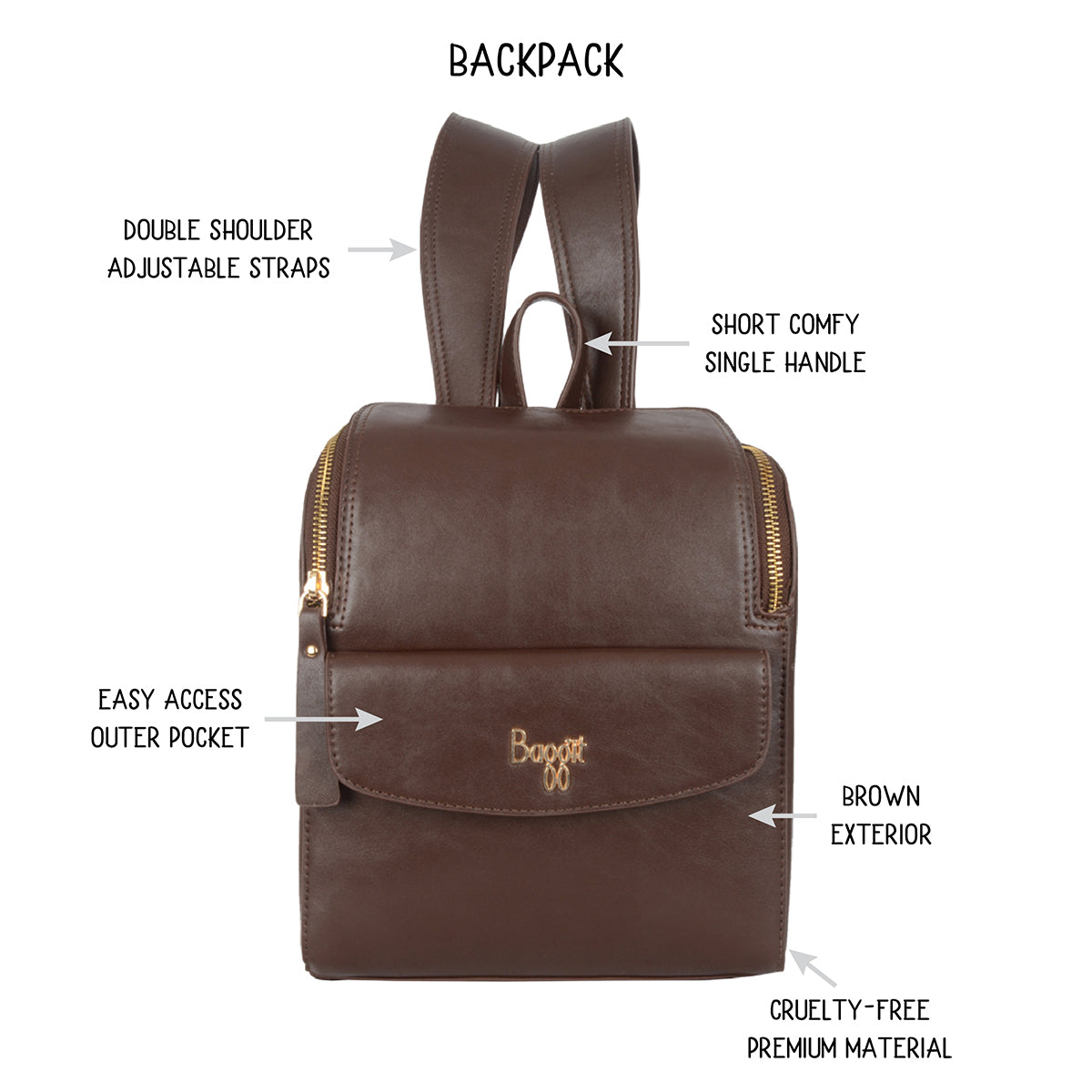 Linger Brown Small Backpack Bags