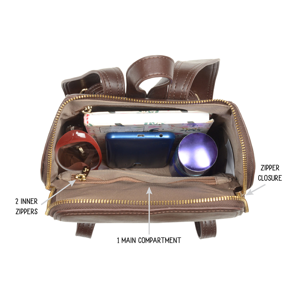 Linger Brown Small Backpack Bags