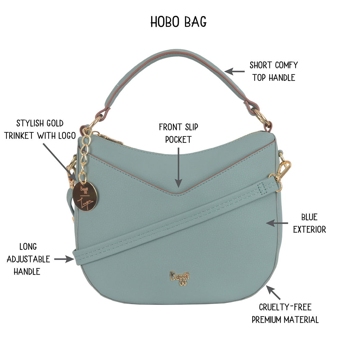 Make Blue Small Hobo Bag