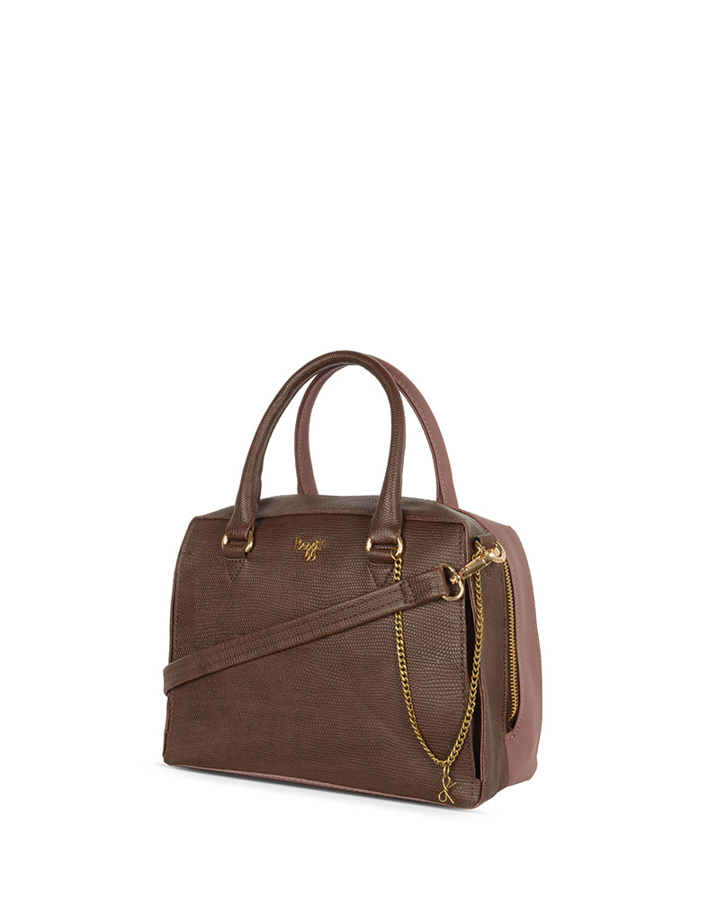 Oblique Brown Small Satchel Bag