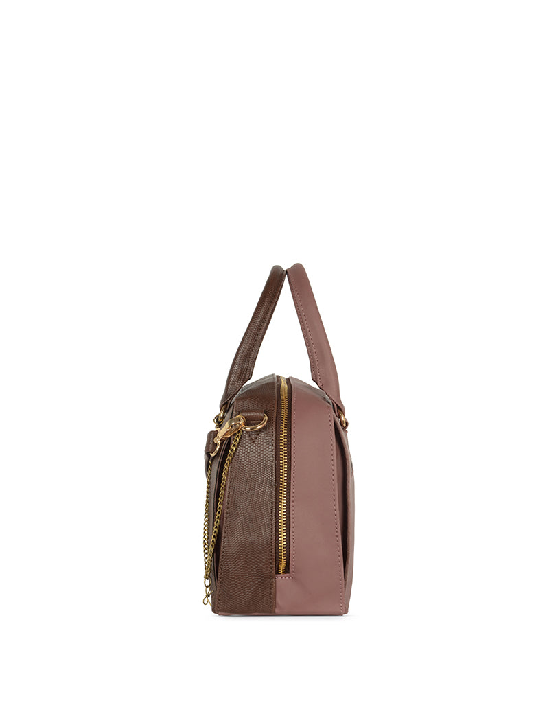Oblique Brown Small Satchel Bag