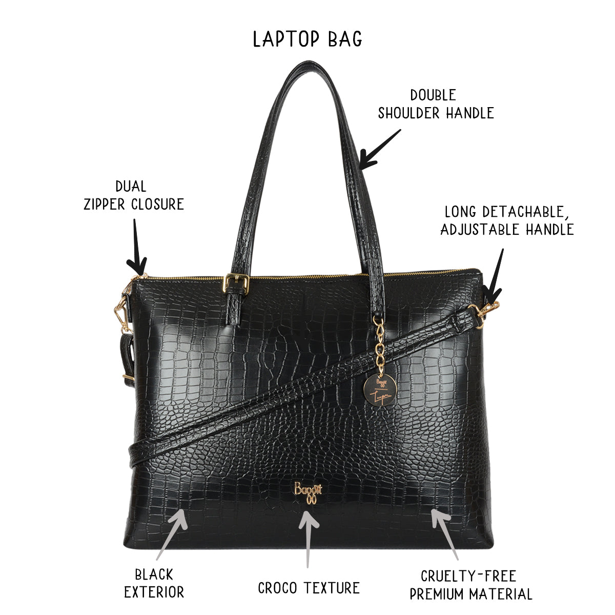 Regina Black XL Laptop Tote Bags