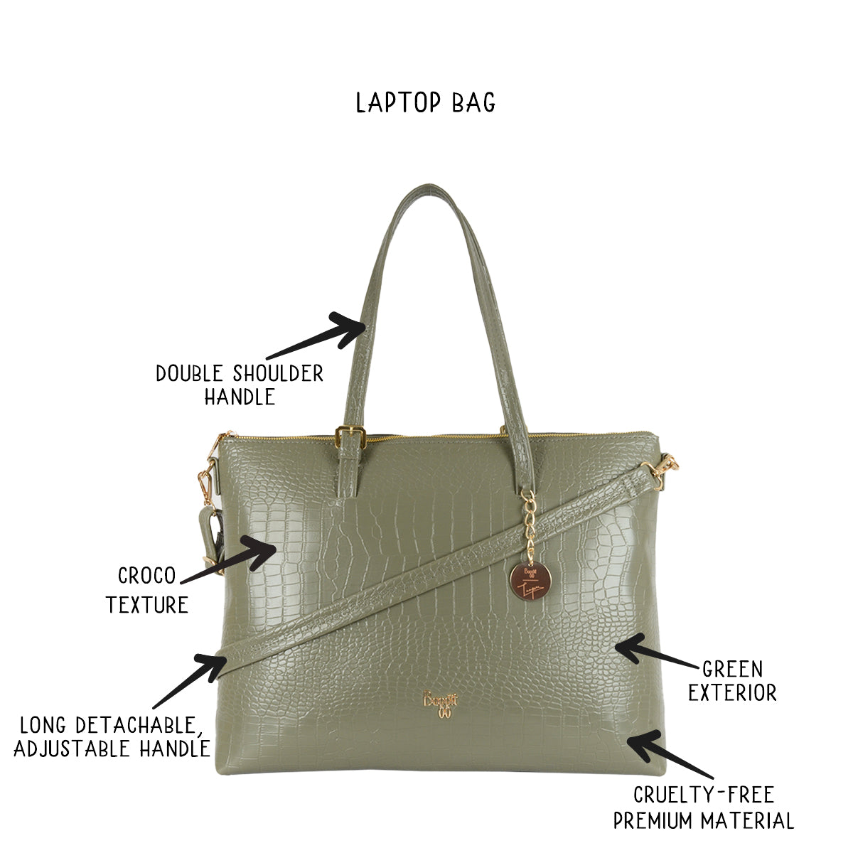 Regina Green XL Laptop Tote Bags