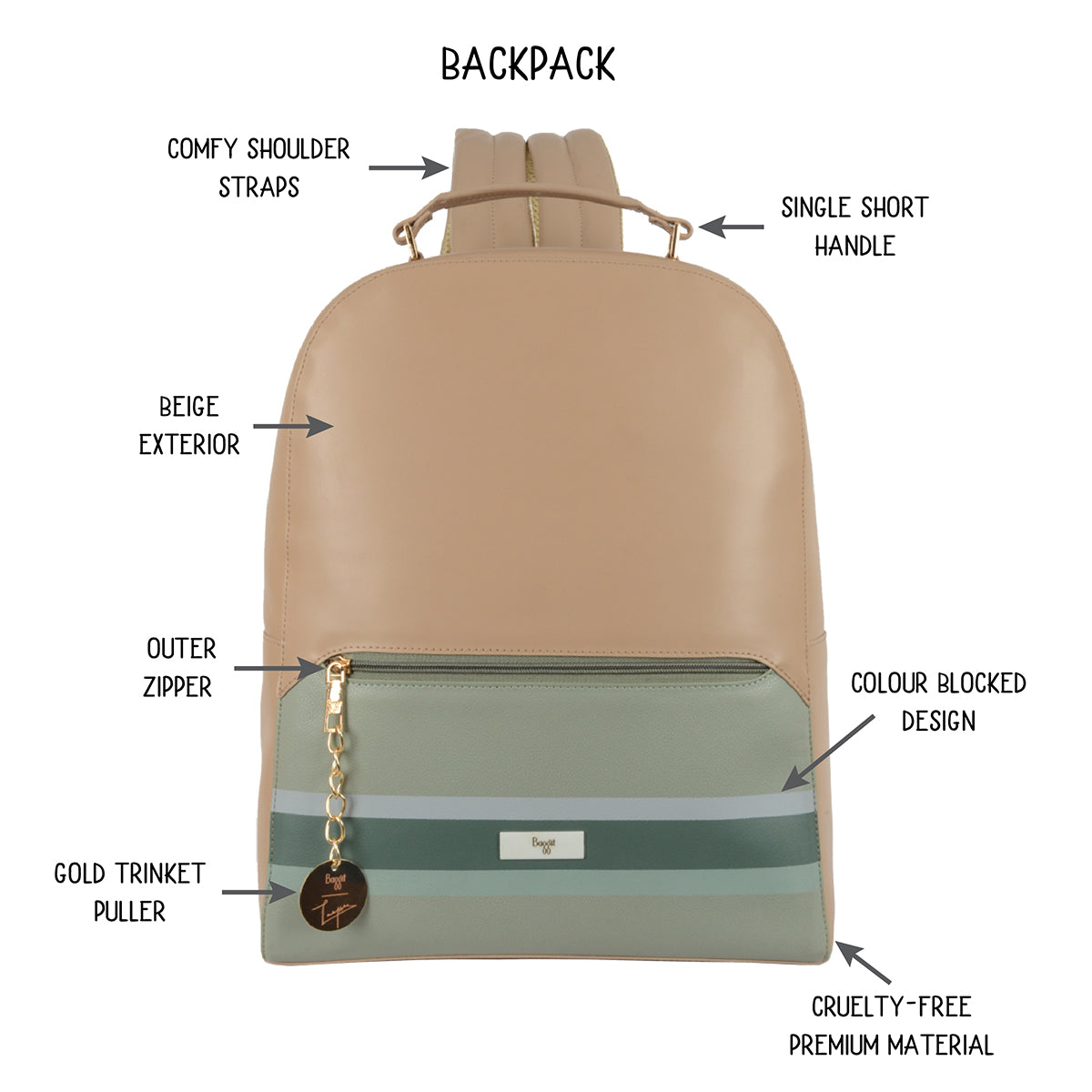 Reno Beige Large Laptop Backpack Bags