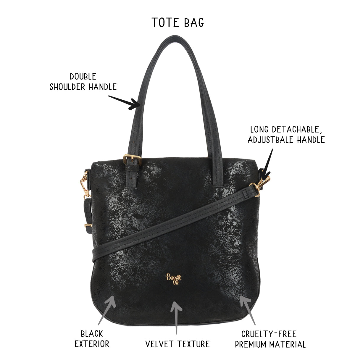 Rome Black Medium Tote Bags
