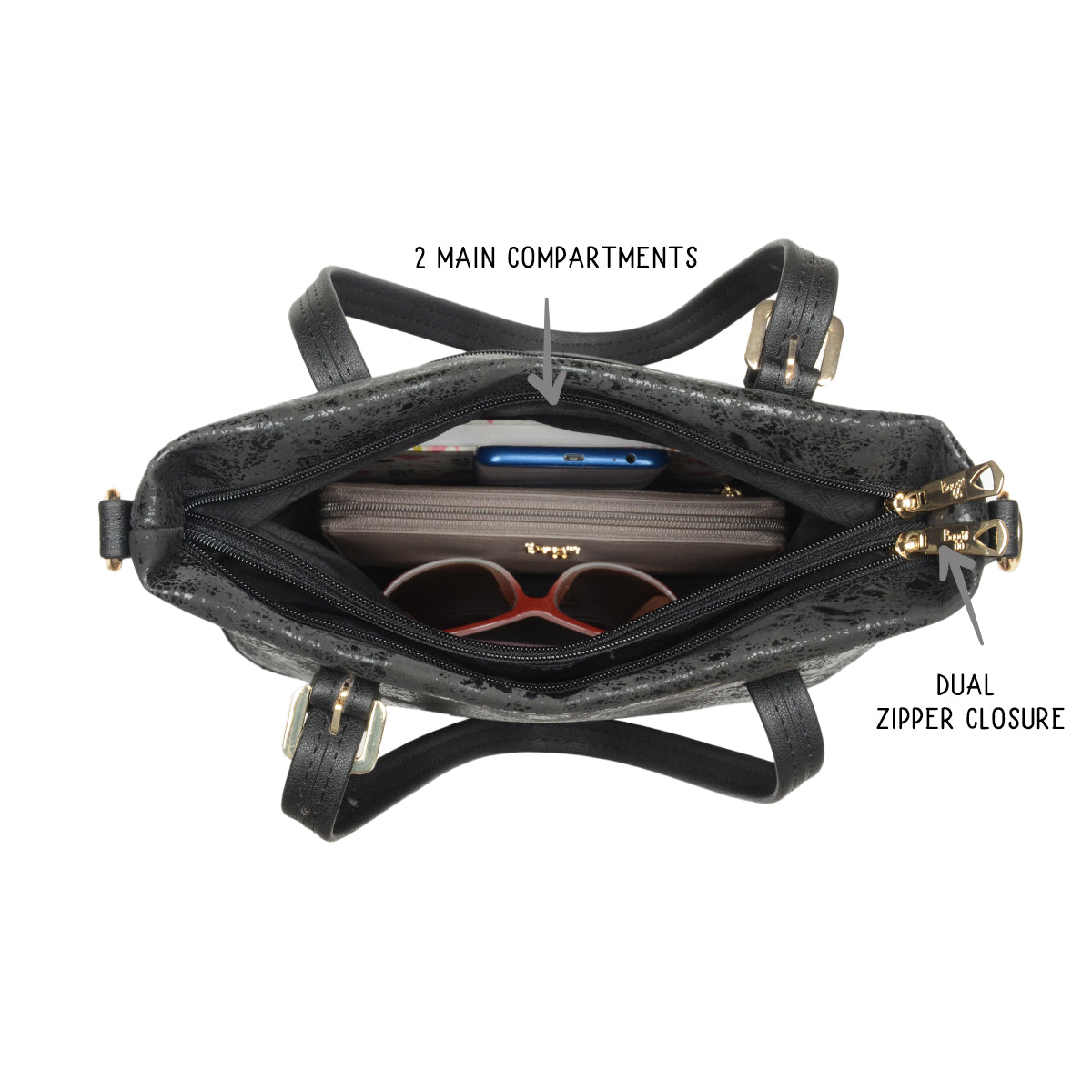 Rome Black Medium Tote Bags