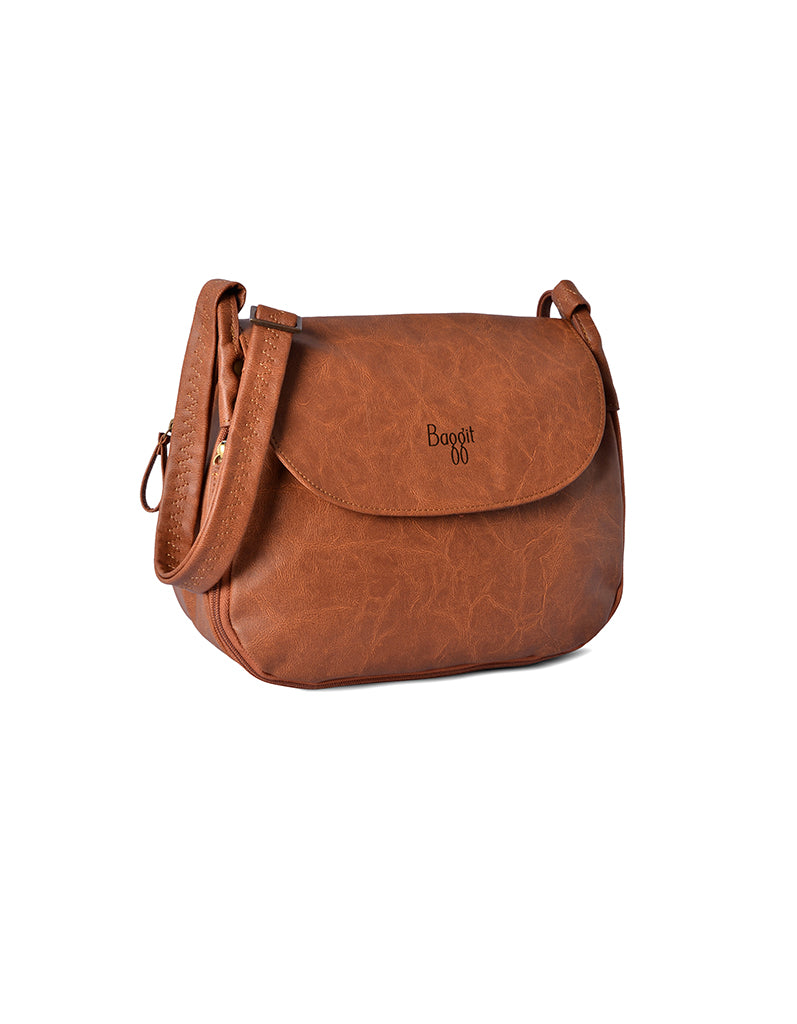 Sherry Tan Medium Saddle Bag