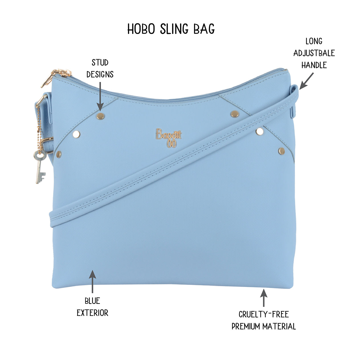 Tick Blue Medium Hobo Bags