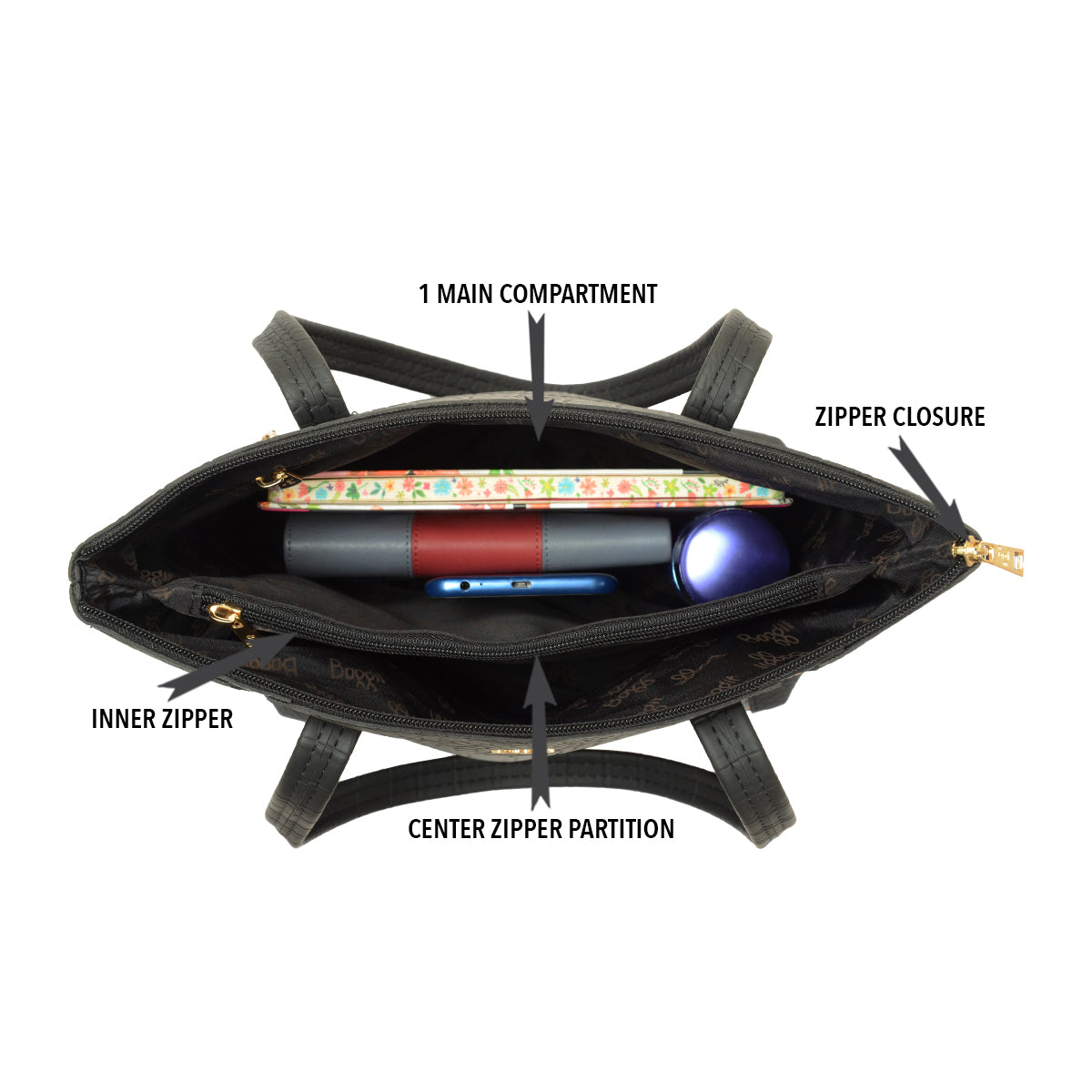 Ani Black Medium Tote Bags