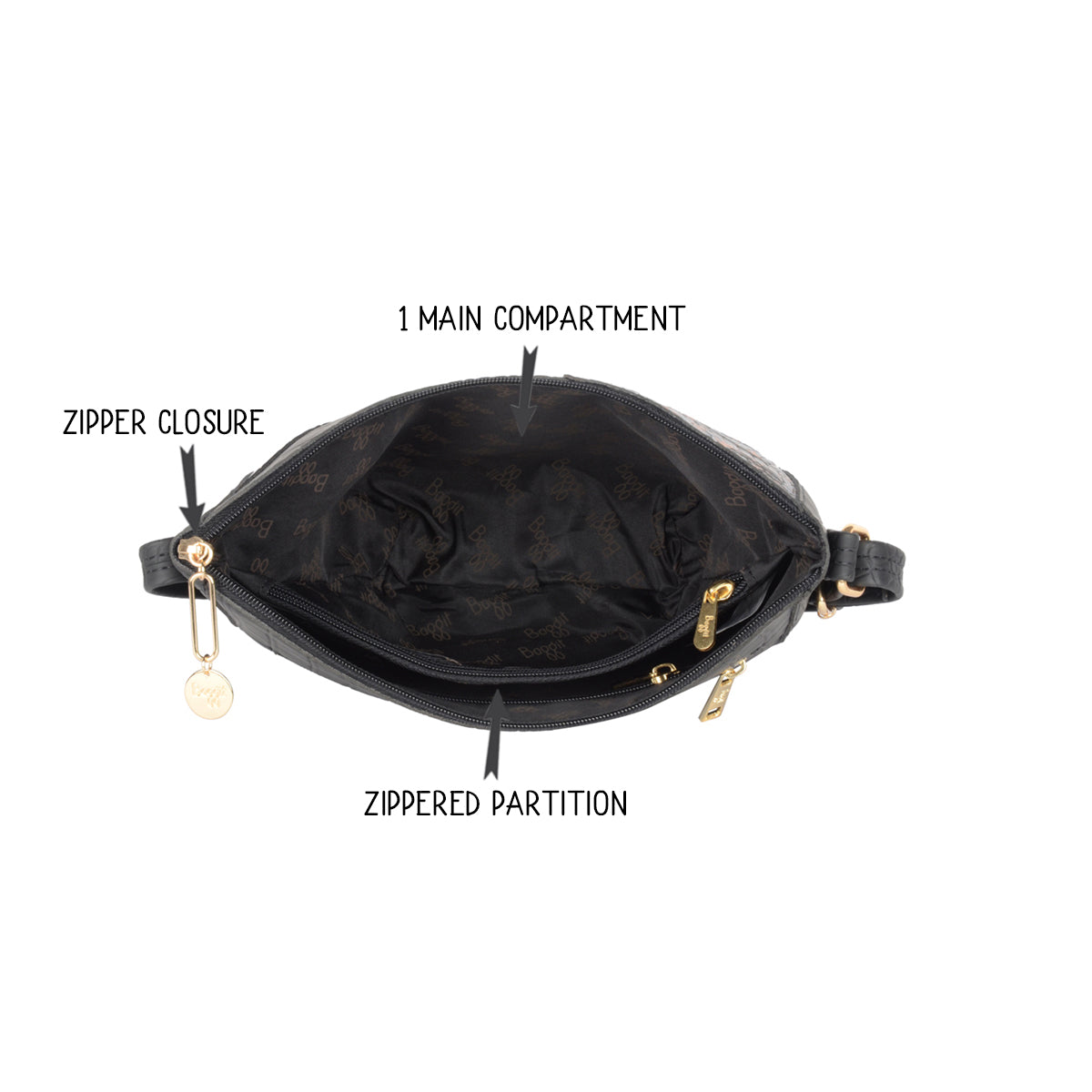 Beroot Black Small Saddle Bag