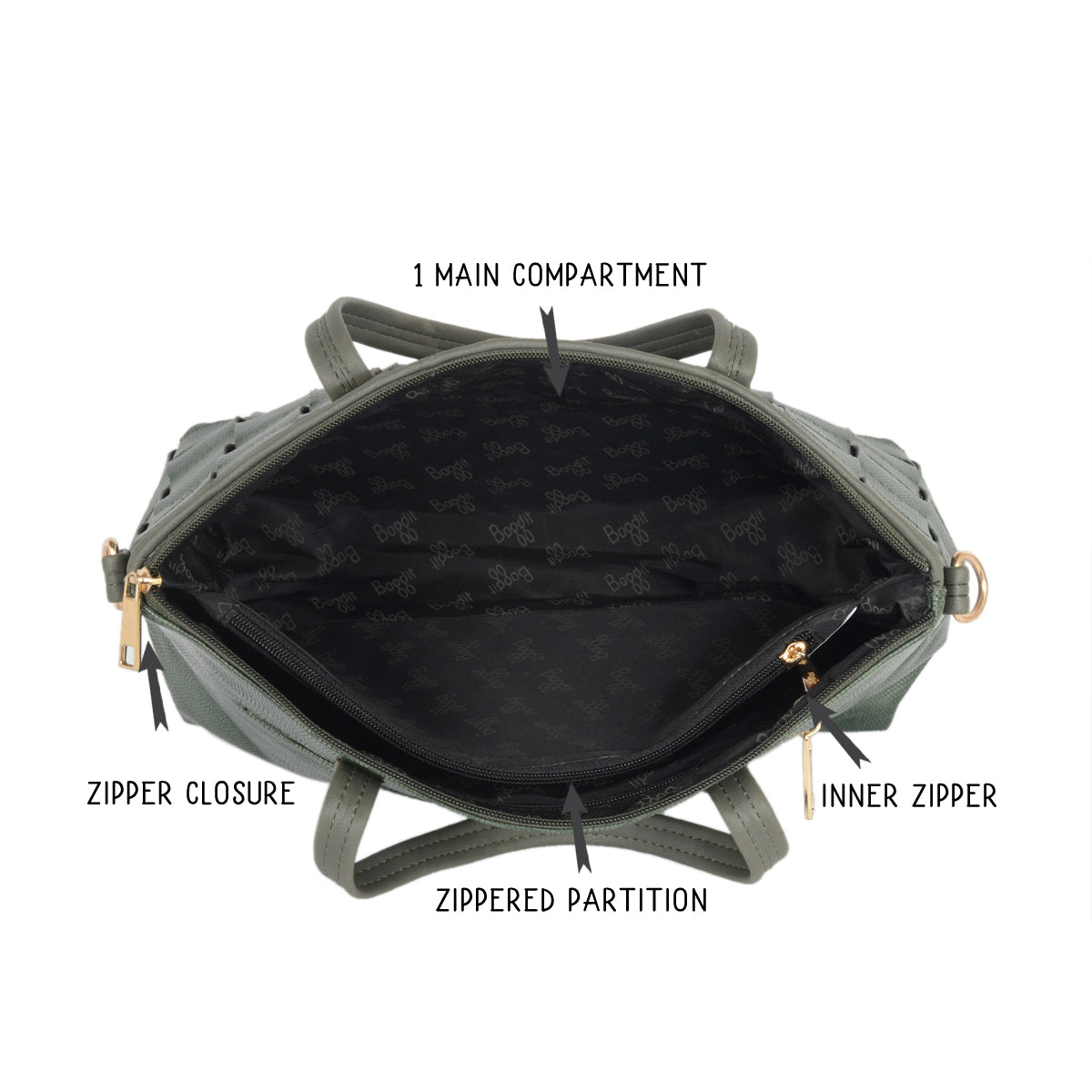 Mitrus Green Large Satchel Bag