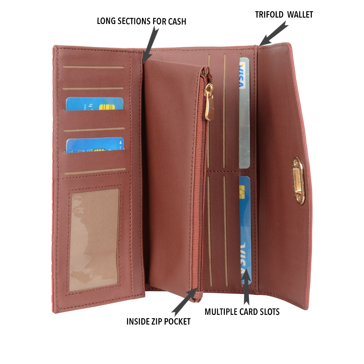 Nevea Red Large Three Fold Wallet