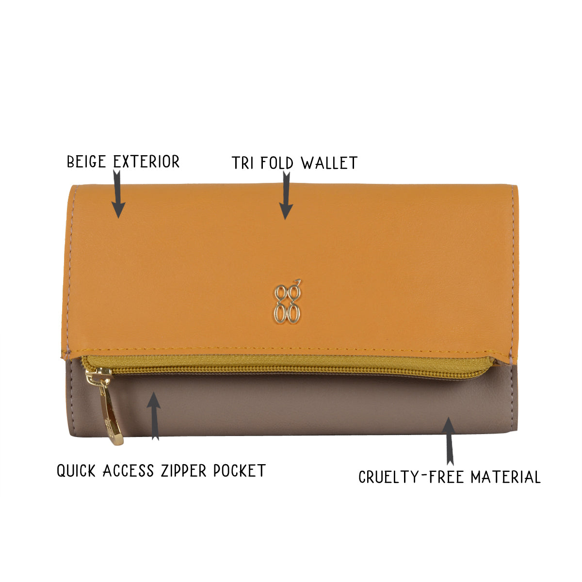 Bess Beige Large Three Fold wallets