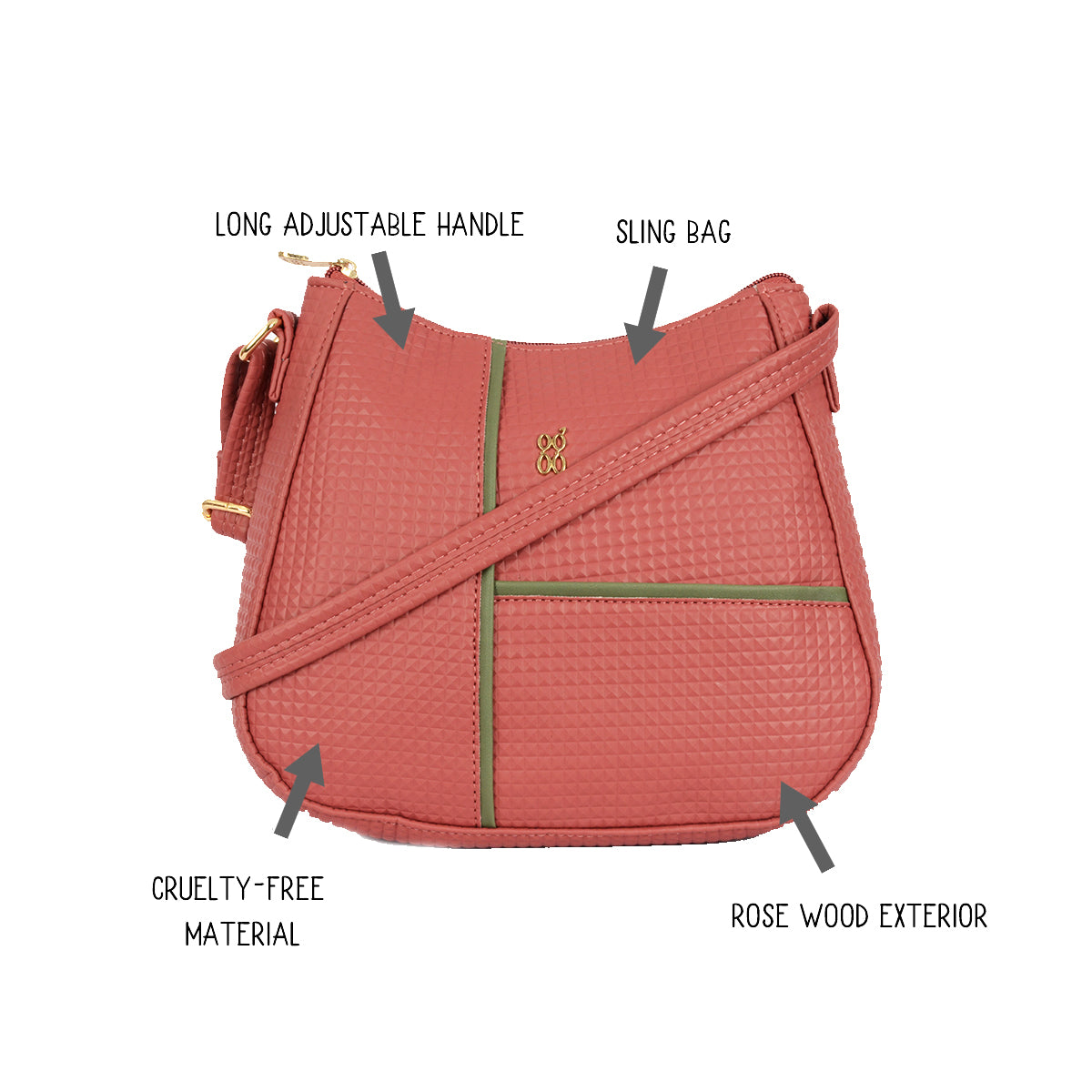 Famoit Rose Wood Small Saddle Handbag