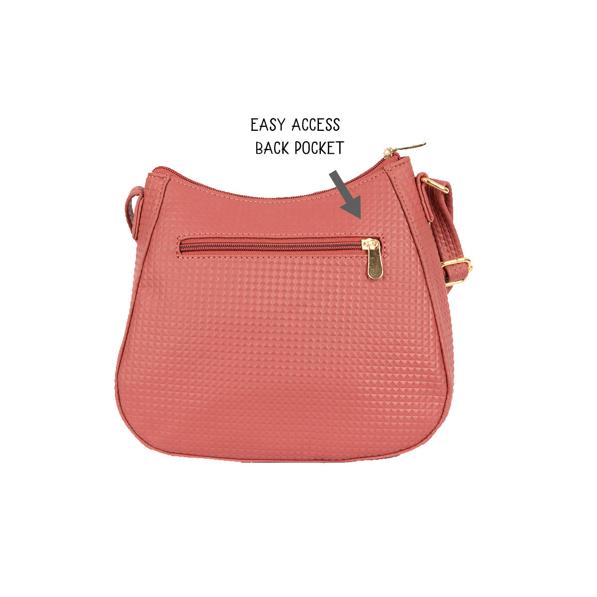 Famoit Rose Wood Small Saddle Handbag