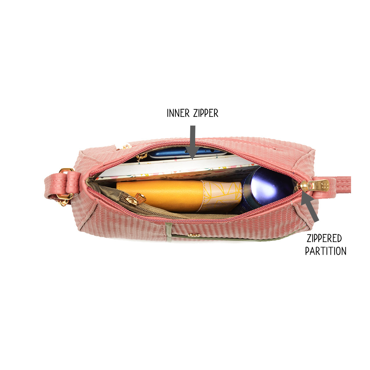 Famoit Rose Wood Small Saddle Handbag