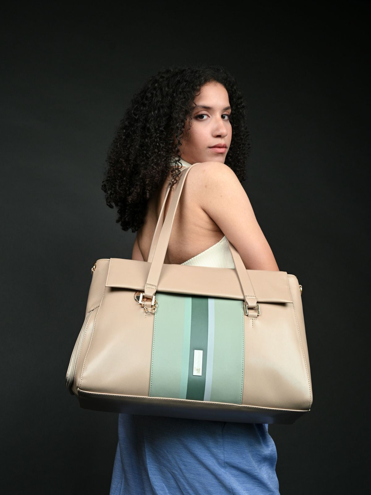 Carmel Beige Large Laptop Tote Bags